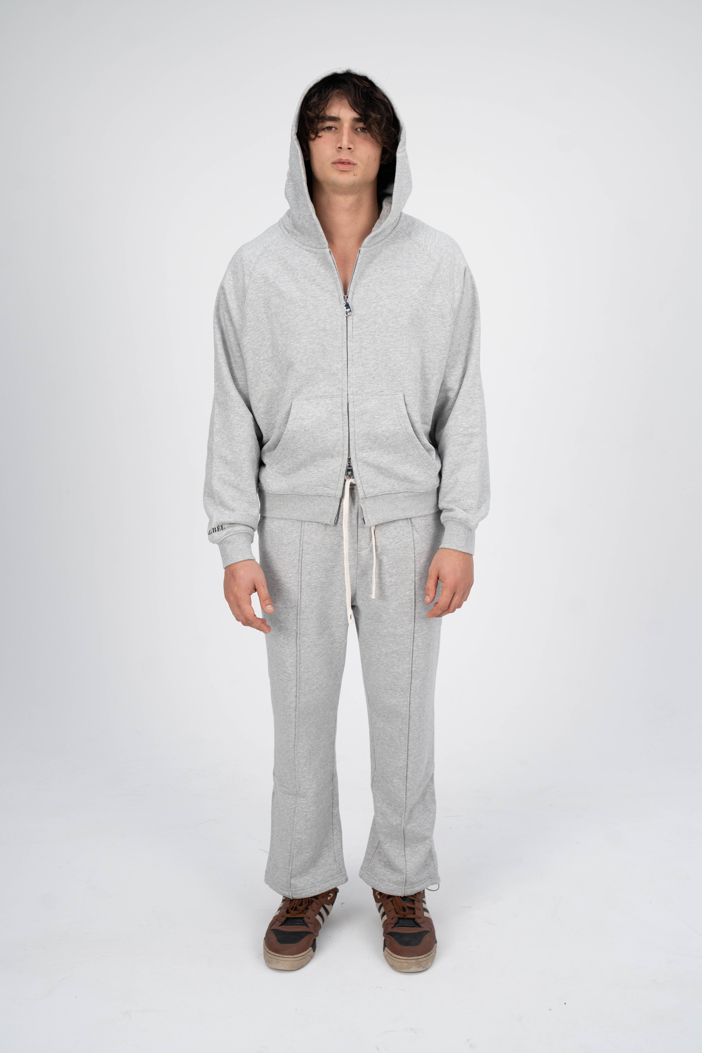 Double Zipper Hoodies Grey