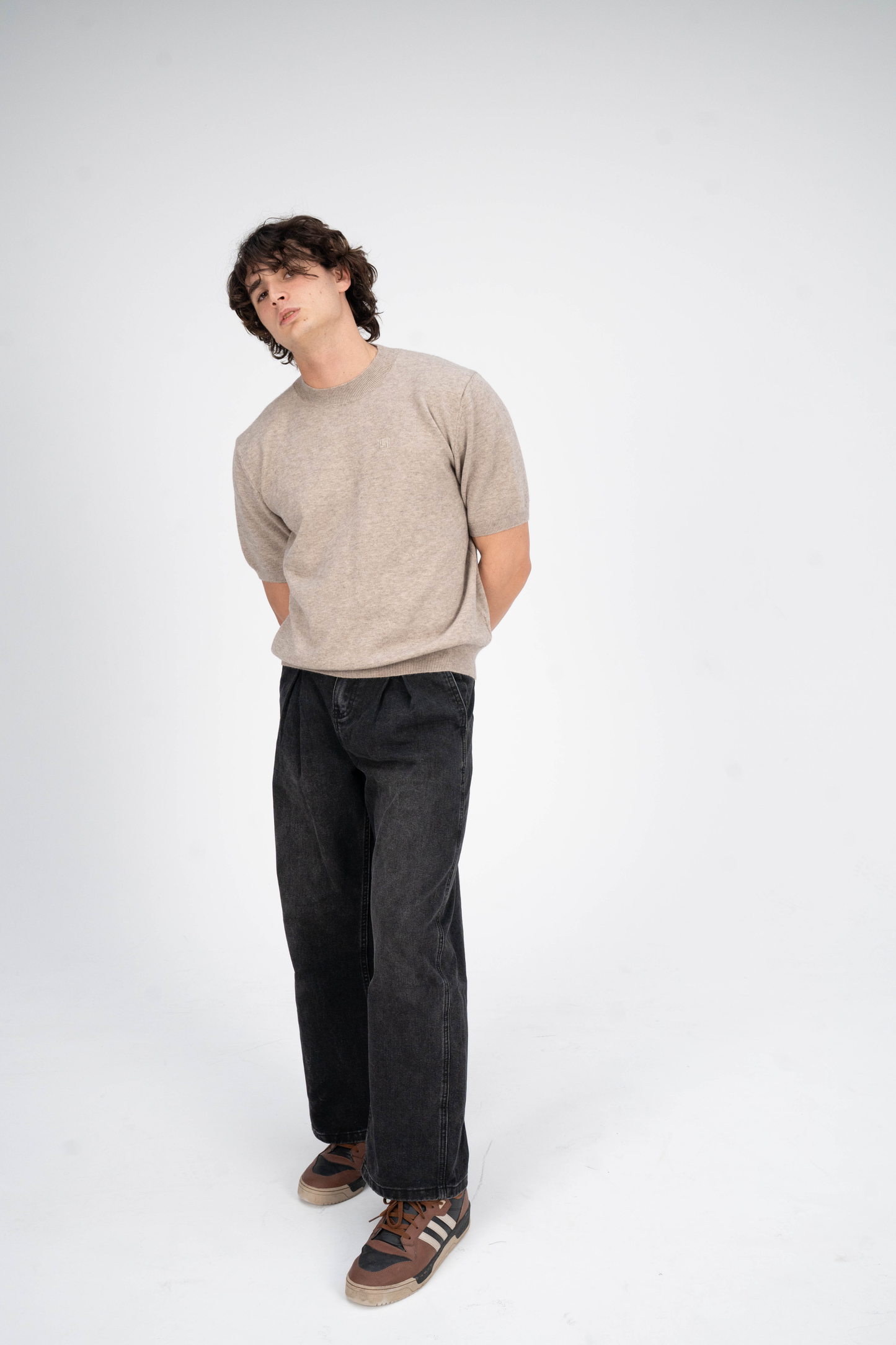 Pleated Jeans Stoned Black