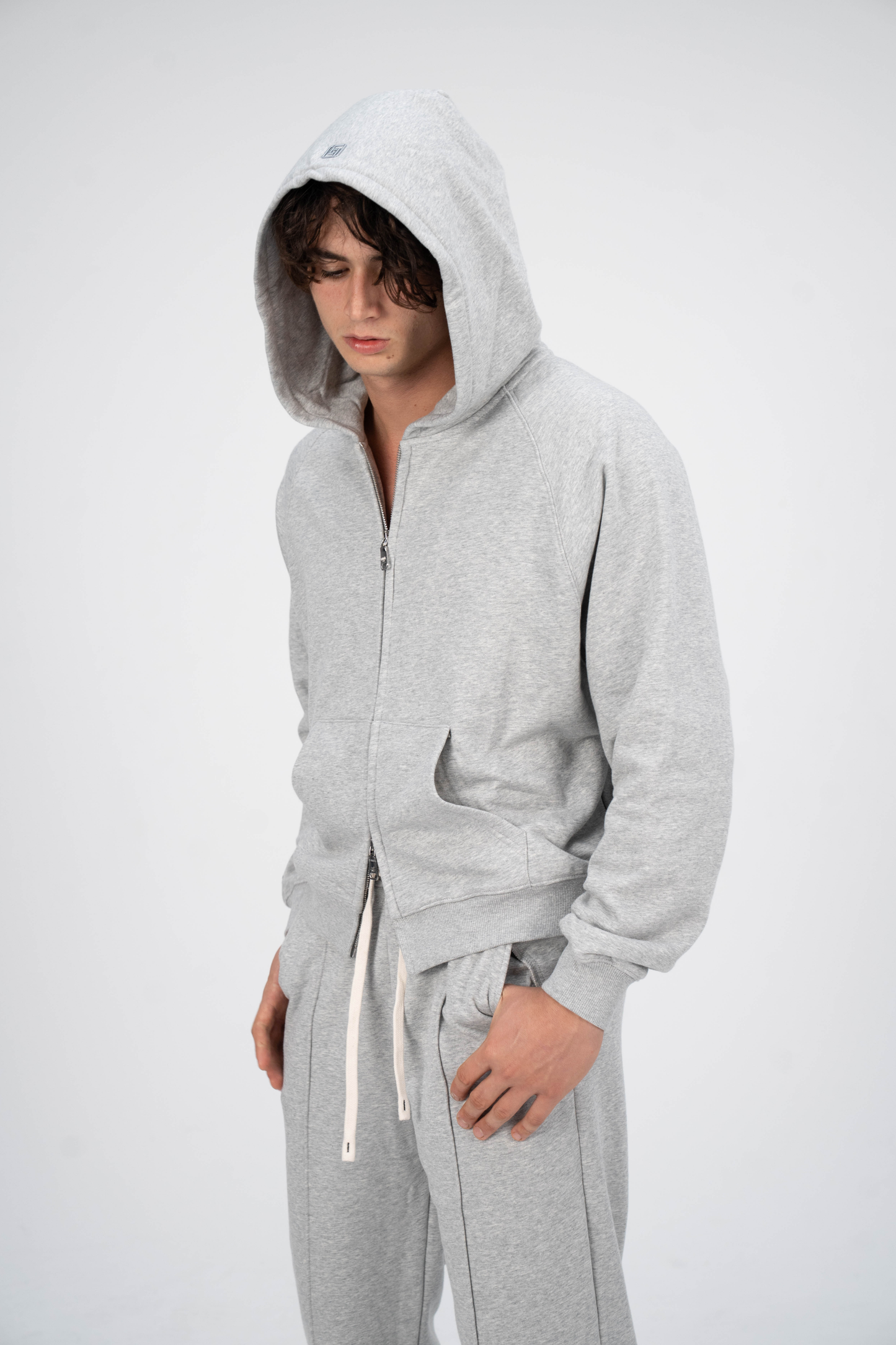 Double Zipper Hoodies Grey