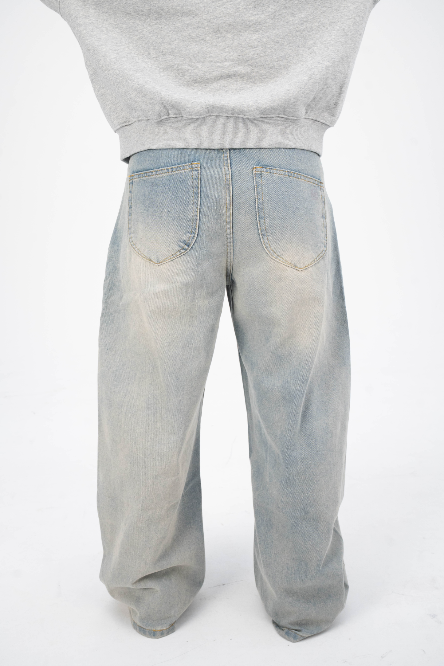 Pleated Jeans Light Grey Bluish