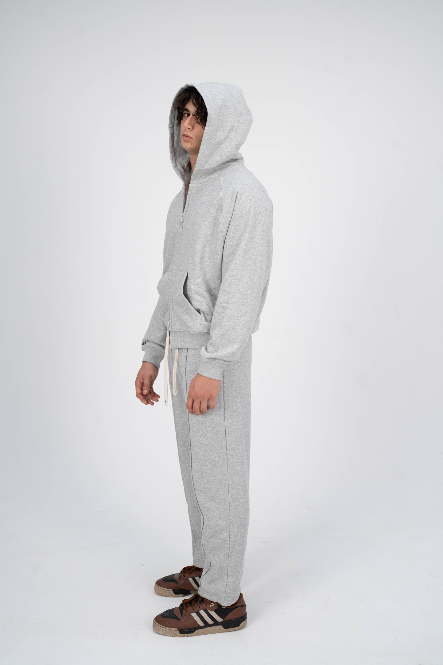 Double Zipper Hoodies Grey