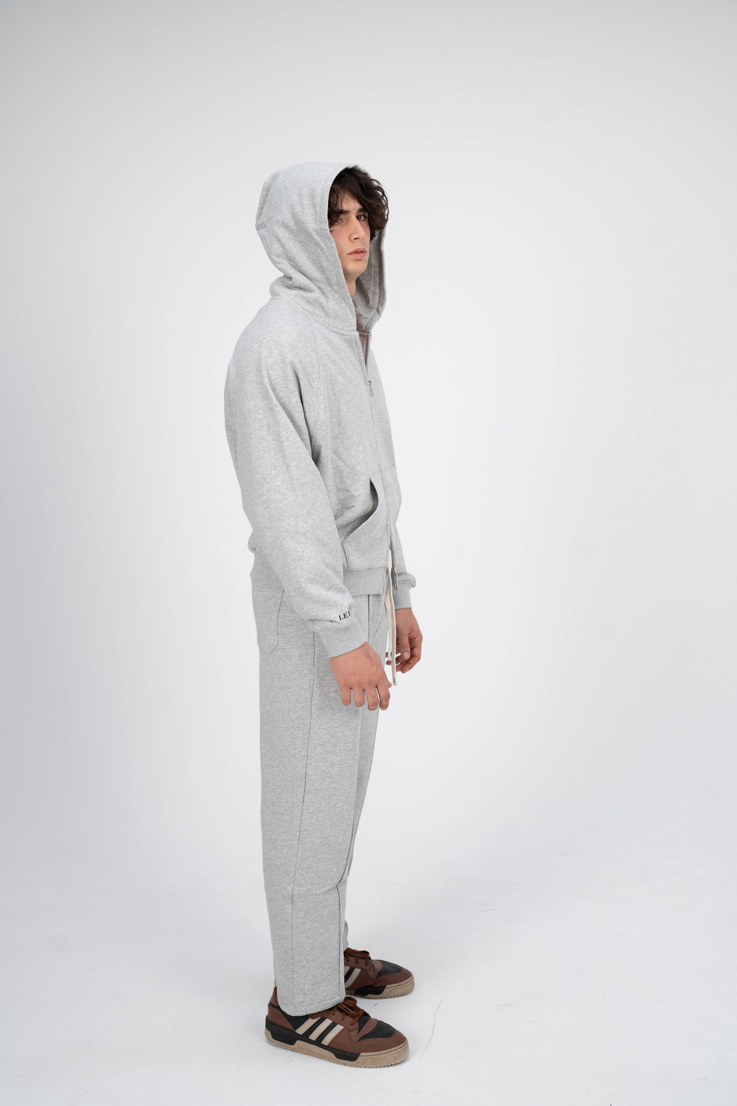 Double Zipper Hoodies Grey