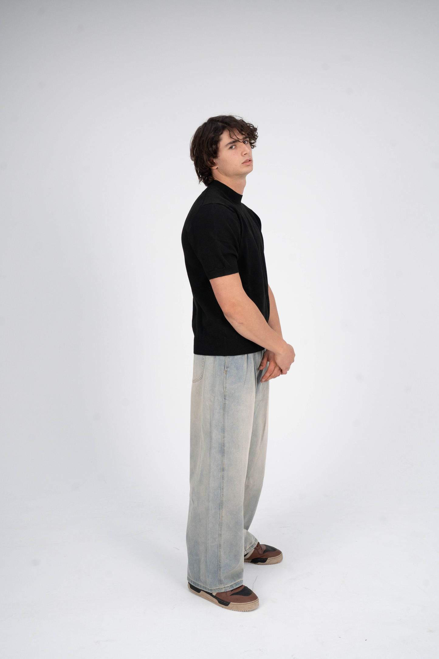 Pleated Jeans Light Grey Bluish