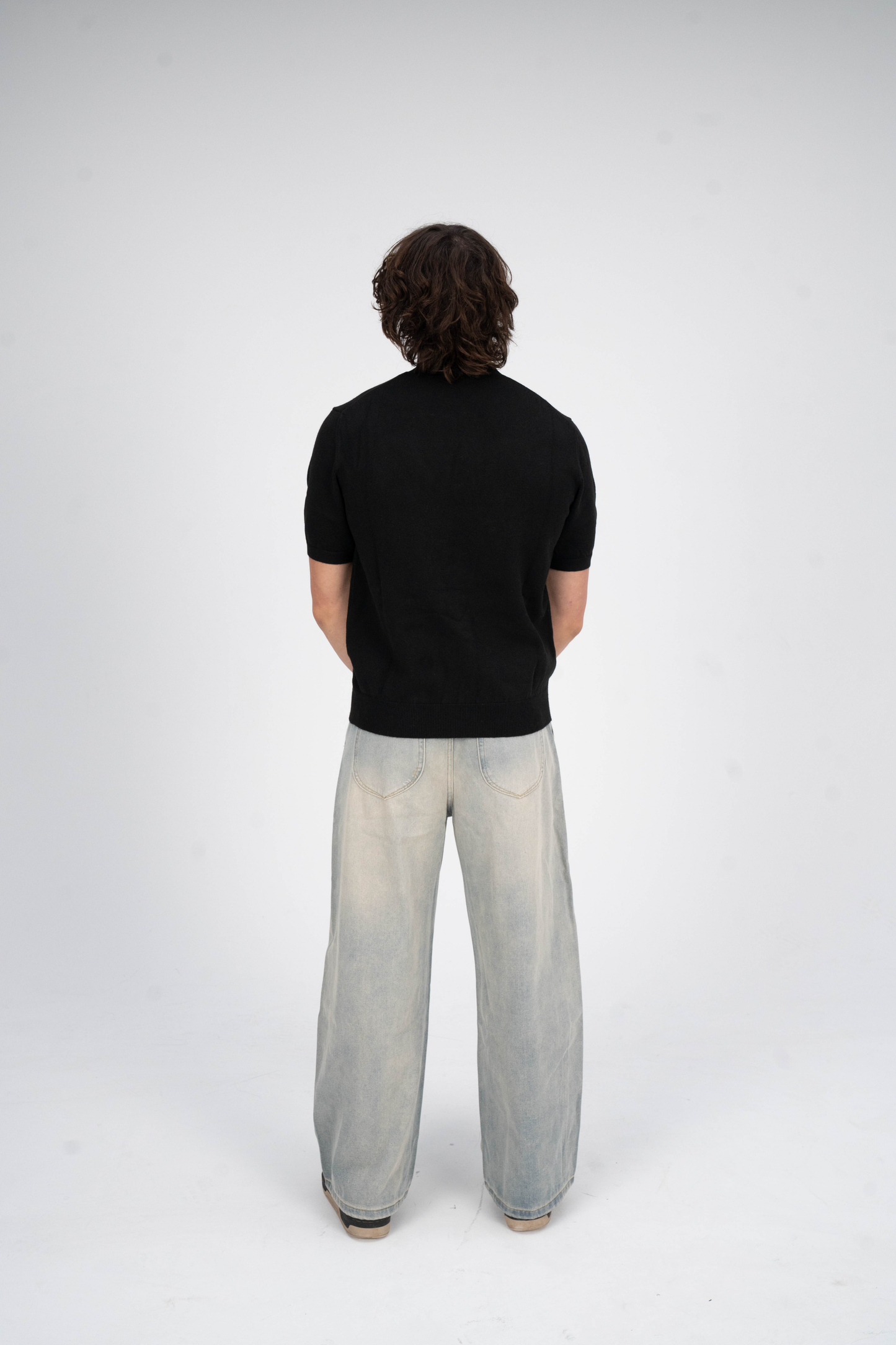 Pleated Jeans Light Grey Bluish
