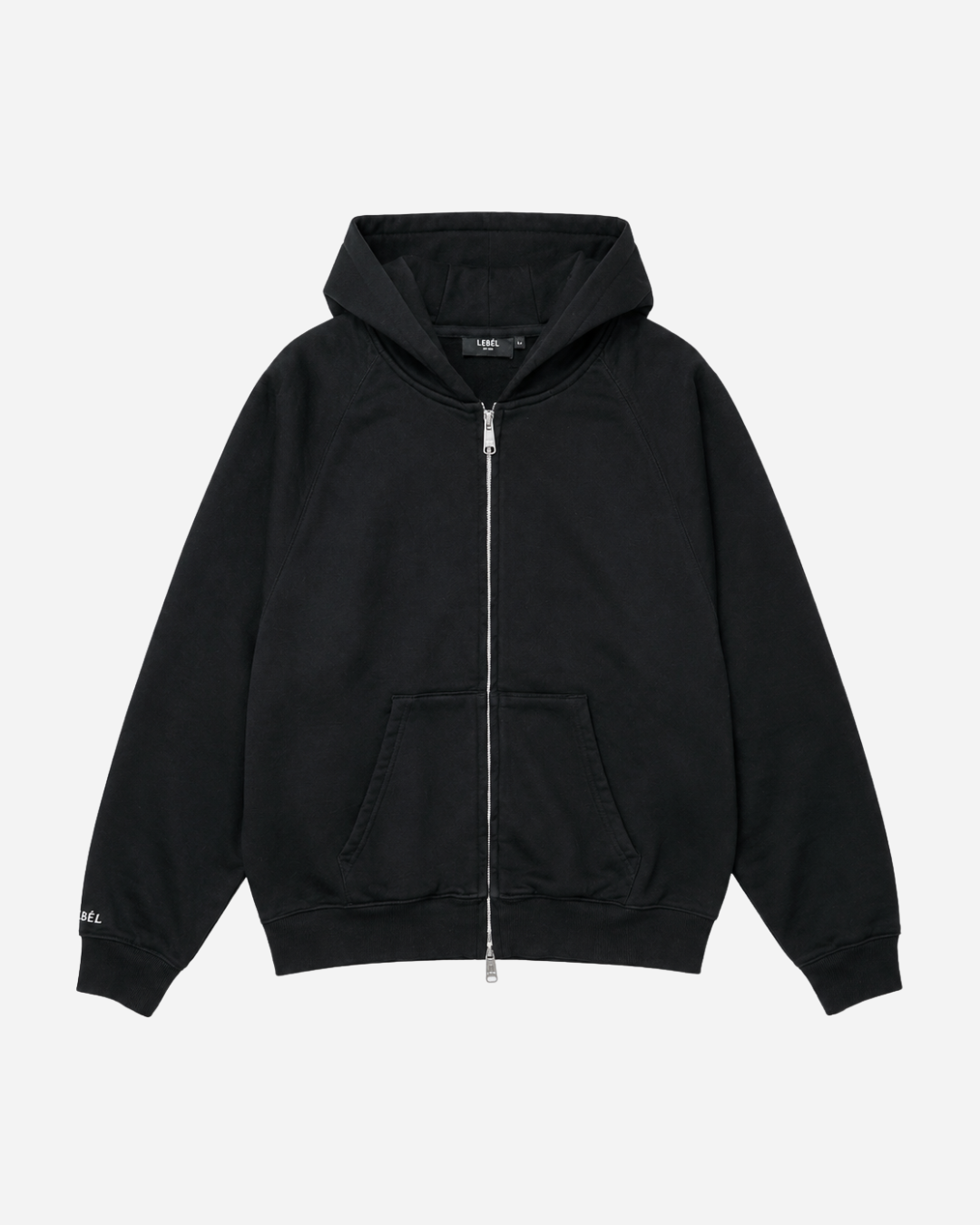 Double Zipper Hoodies Solid Black