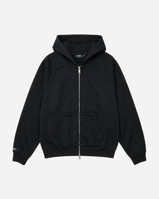 Double Zipper Hoodies Solid Black