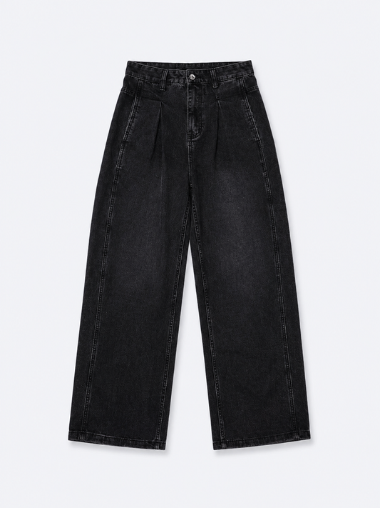 Pleated Jeans Stoned Black