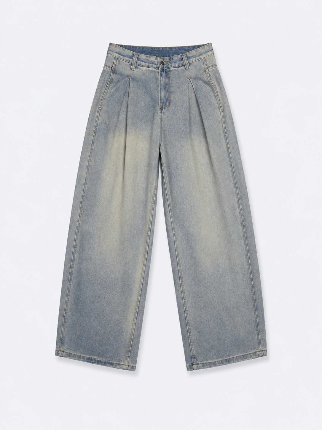 Pleated Jeans Light Grey Bluish