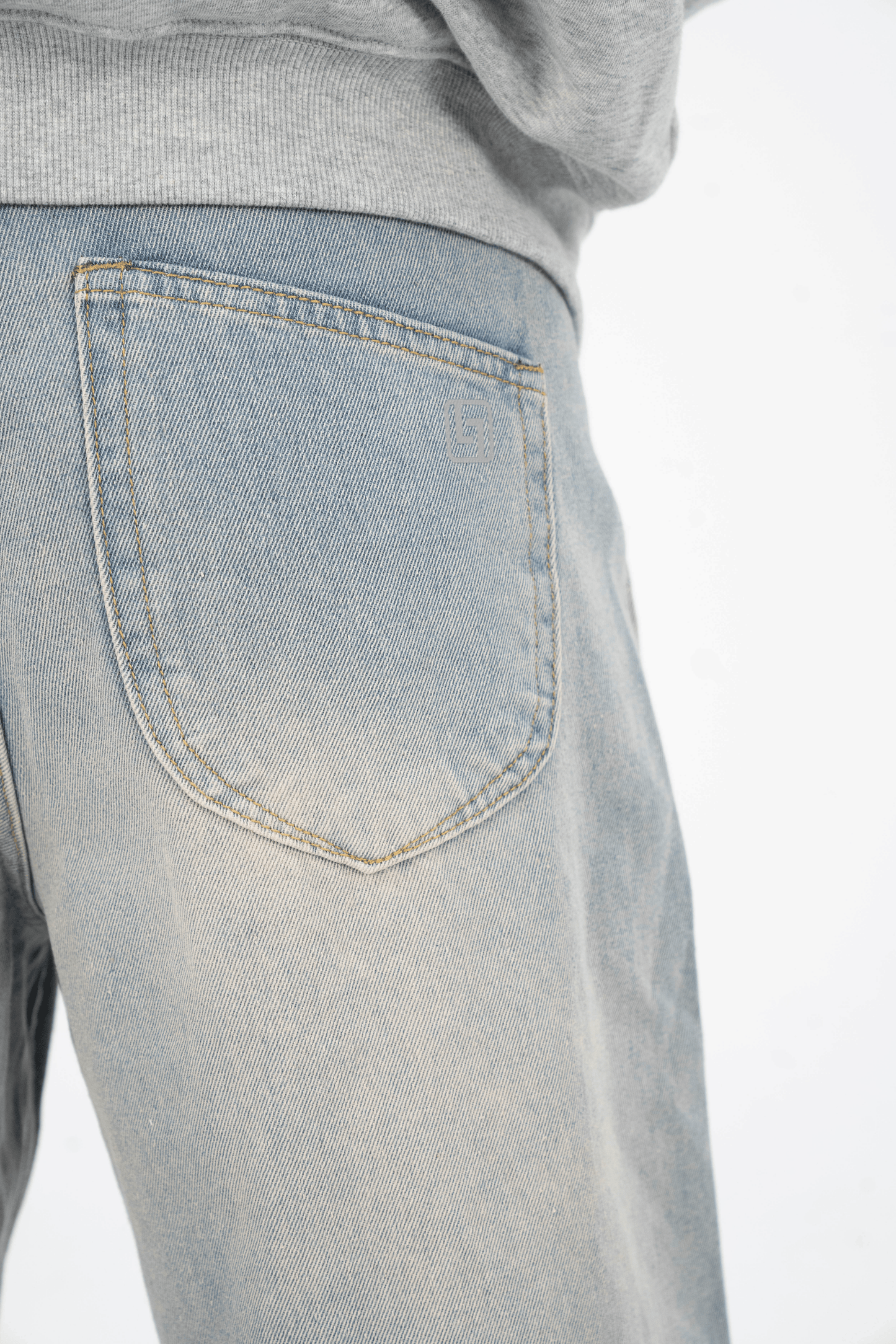 Pleated Jeans Light Grey Bluish