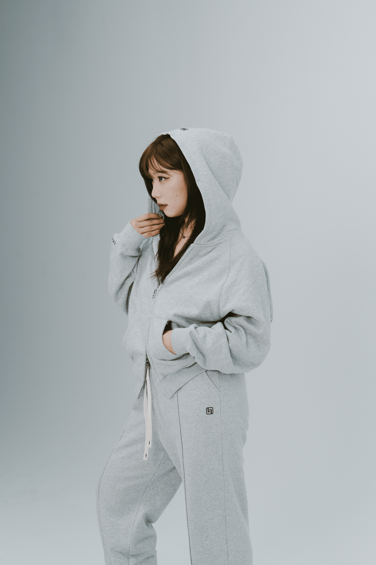 Double Zipper Hoodies Grey